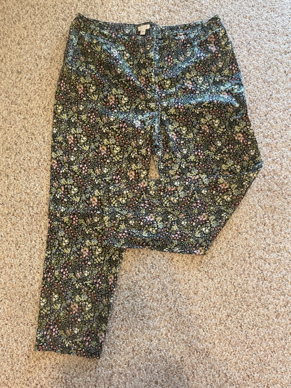 J. Jill Floral Print Navy Casual Pants